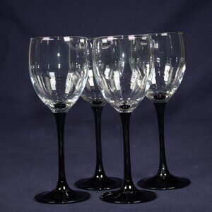 Four Mid-Century Mondern Luminarc Domino 8” Wine Glasses